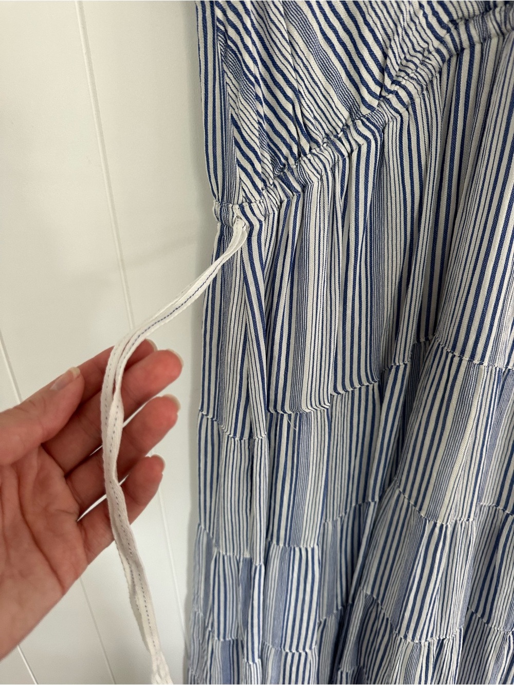 Max Studio Blue and White Striped Tiered Maxi Dress - Picture 5 of 9